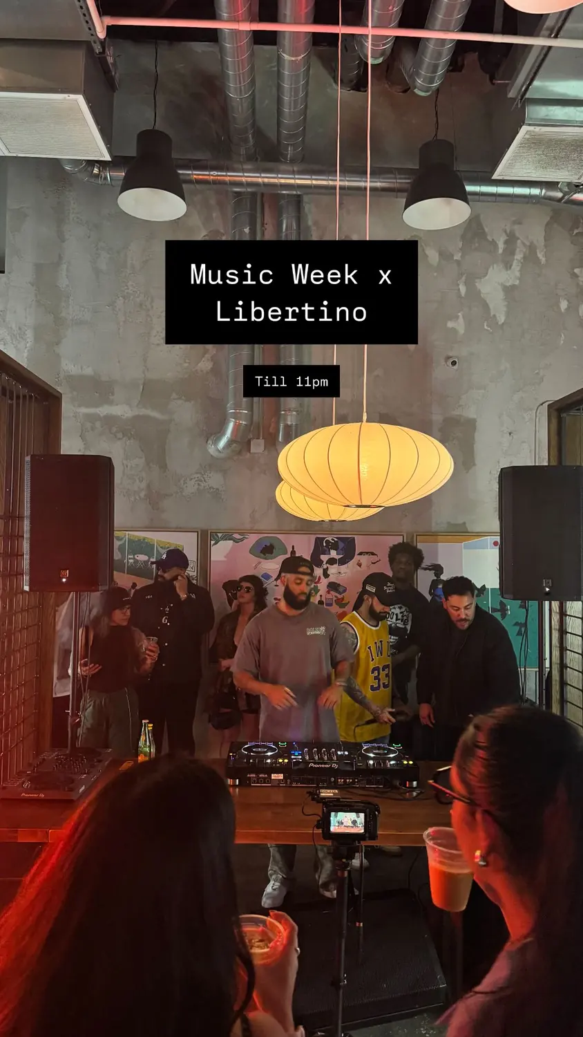 DJ set inside the café at night